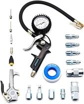 YOTOO Heavy Duty Air Compressor Accessory Kit 18-Piece, 1/4" NPT Air Tool Kit with 100 PSI Tire Inflator Gauge, Heavy Duty Air Blow Gun and Air Hose Fitting