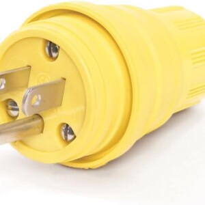 Leviton 15 Amp, 125 Volt, Straight Blade, Plug, Industrial Grade, Grounding, Wetguard, 14W47, Yellow
