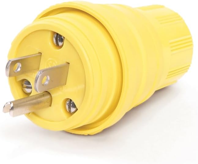 Leviton 15 Amp, 125 Volt, Straight Blade, Plug, Industrial Grade, Grounding, Wetguard, 14W47, Yellow