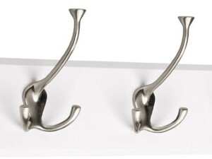 Liberty Hardware 129848 Wall Mounted Coat Rack with 5 Decorative Hooks, 27-Inch, Satin Nickel and White