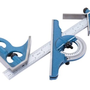 PEC Tools 4 Piece Combination Square Set- 4R 12” Machinist Blade, Cast Steel Head, Center Head, Combination Square Ruler with Level and Scribe Tool, Reversible Locking Bolt, Made in USA