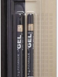PARKER QUINK Ballpoint Pen Gel Ink Refills, Medium Tip, Black, 2 Count