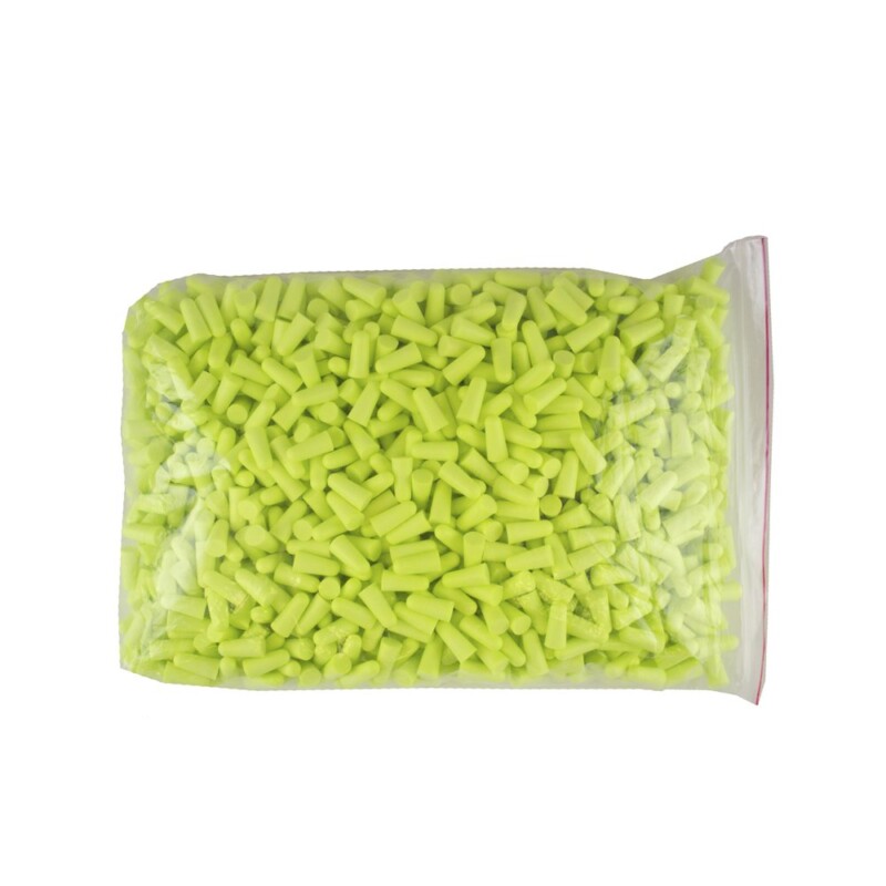 Pack of 500 Disposable, Uncorded, Foam Ear Plugs, 32db NRR, Bullet Shape, Hi-Vis Green