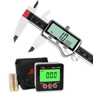S&F STEAD & FAST Digital Angle Finder Gauge Magnetic Protractor Inclinometer Angle Cube Level Box & Electronic Digital Caliper Measuring Tool, All Metal Micrometer Vernier, Extra Large LED Screen