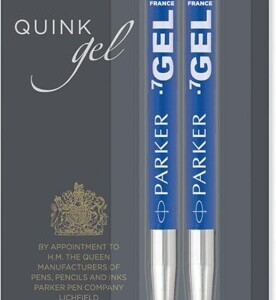 PARKER QUINK Ballpoint Pen Gel Ink Refills, Medium Tip, Blue, 2 Count