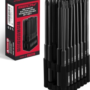 Extra Long Security Bit Set: 32-Piece S2 Steel Screwdriver Drill Bits for Tamper-Proof Screws, 6" Torx, PoziDriv, Spanner, Tri-Wing - Universal 1/4" Hex Shank for Electric, Impact Drills
