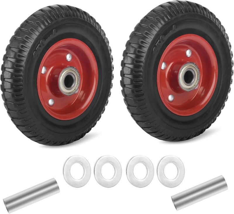 8 INCH CASTER WHEELS, INDUSTRY & FARMS ALL-TERRAIN HEAVY DUTY RUBBER CASTER WHEEL,METAL BALL BEARING WHEELS LOAD 1200LBS,FOR LOGGING CART, DOLLY, TROLLEY, WAGON AND CHICKEN COOP