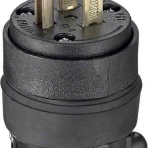 Leviton 15 Amp 125 Volt, Straight Blade Rubber Plug, NEMA 5-15, 515PR Black