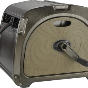 GIRAFFE TOOLS SW5-100FT METAL HOSE REEL BOX, 100 FT RUBBER HOSE GARDEN HOSE STORAGE HEAVY DUTY REEL HIDEAWAY, CRANK HANDLE, 100FT 5/8" HOSE, GREEN