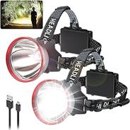 Aikertec LED Rechargeable Headlamp, 90000 High Lumen Super Bright Headlamp Flashlight, 2 Mode, Waterproof, 90°Angle Adjustable Headlamp Battery Powered for Outdoor Camping, Fishing, Hunting, Running