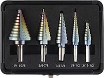 Lichamp Step Drill Bit Set for Metal Sheet Heavy Duty, 5-Piece HSS Step Up Down Drill Bits Stepper Unibit for Steel Hole, 50 Sizes from 1/8 to 1-3/8 inches, B105RD