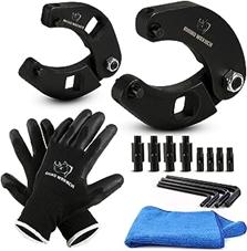 Rhino Gland Nut Wrench - Set of 2 Hydraulic Cylinder Spanner Wrench Adjustable - Spanner Wrench Set Includes Gloves, Microfiber Towel, Pins & Allen Wrenches, Suitable for Farm & Construction Equipment