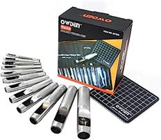 OWDEN 12Piece Leather Hole Punch Set with a Free Cutting mat, Leather Tool, Leather Hollow Punch Set, Round Hole Punch Set, Cut Leather Rubber Paper Soft Material