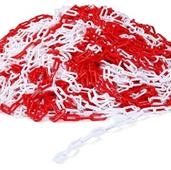 GEELIN 600 FT PLASTIC CHAIN BARRIER SECURITY SAFETY CHAIN WEATHERPROOF DECORATIVE CHAIN LINK FENCE WITH S HOOKS FOR DRIVEWAY CROWD CONTROL AREAS ENTRANCE GARDEN QUEUE LINE PARKING(RED, WHITE)
