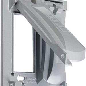 Hubbell-Bell MX2050S Two Gang Two Device Flat Metal Weatherproof Receptacle Cover, Grey