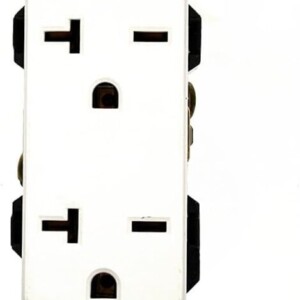 Leviton 16462-W 20 Amp, 250 Volt, Decora Plus Duplex Receptacle, Straight Blade, Commercial Grade, Self Grounding, White