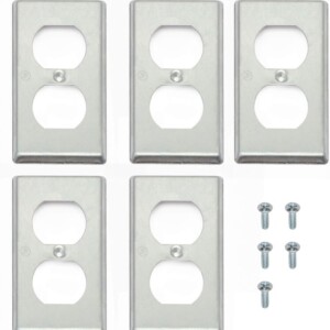 5 Packs 4" X2" Duplex Receptacle Electrical Box Cover, Galvanized Square Exposed Work Covers for Receptacles on boxes, Junction Duplex Receptacle Box Cover