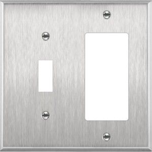 ENERLITES Combination Toggle Light Switch or Decorator Switch Metal Wall Plate, Corrosive Resistant, Size 2-Gang 4.50" x 4.57", 771131, 430 Stainless Steel, UL Listed, Silver