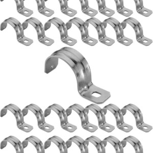 OhLectric 1 Hole 1 Inch Pipe Strap - Reinforced Rib For Extra Strength - Zinc-Plated Steel Pipe Strap Clamp For Rigid & IMC Conduit - Snap-On Installation - Pack Of 25; OL-43060