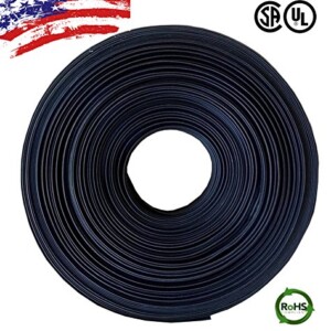 10 FT 1" 25mm Polyolefin Black Heat Shrink Tubing 2:1 Ratio