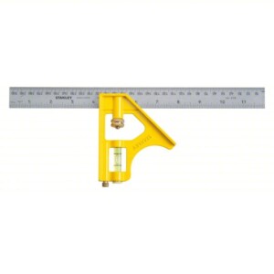 STANLEY Combination Square: Inch/Metric, Square, Steel, 12 in x 1 in, 12 in Blade Lg, Steel, 1/16 in Model 46-028