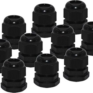 ZKSM Cable Glands (10Pcs), Nylon Cable Glands Waterproof M20 x 1.5 Glands 6-12 Range Black Cable Connector for Home/Garden/Outdoor Lighting Cable