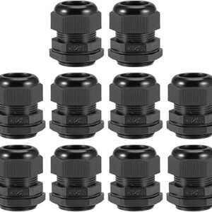 Uxcell M32x1.5 Cable Gland 16mm-21mm Wire Hole Waterproof Nylon Joint Adjustable Locknut with Washer Black 10pcs