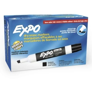 DRY ERASE MARKER BLACK, CHISEL TIP