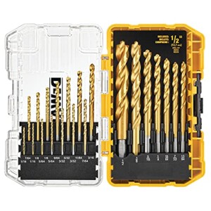 DEWALT TITANIUM NITRIDE COATED DRILL BIT SET, PILOT POINT, 21-PIECE (DW1361) 