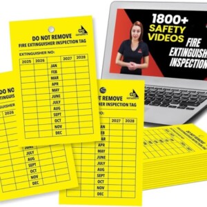4 Year Fire Extinguisher Inspection Tags - [25 Pack] [2024-2027] Monthly Fire Extinguisher Tags for Indoor or Outdoor Fire Extinguishers, UV/Waterproof, Extremely Durable Performance Never Tear