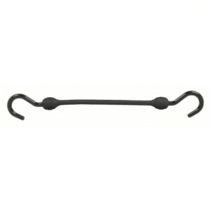 Bungee Cord: J-Hook, 2 1/4 in Hook Lg, Polyurethane, 12 in Lg, Black