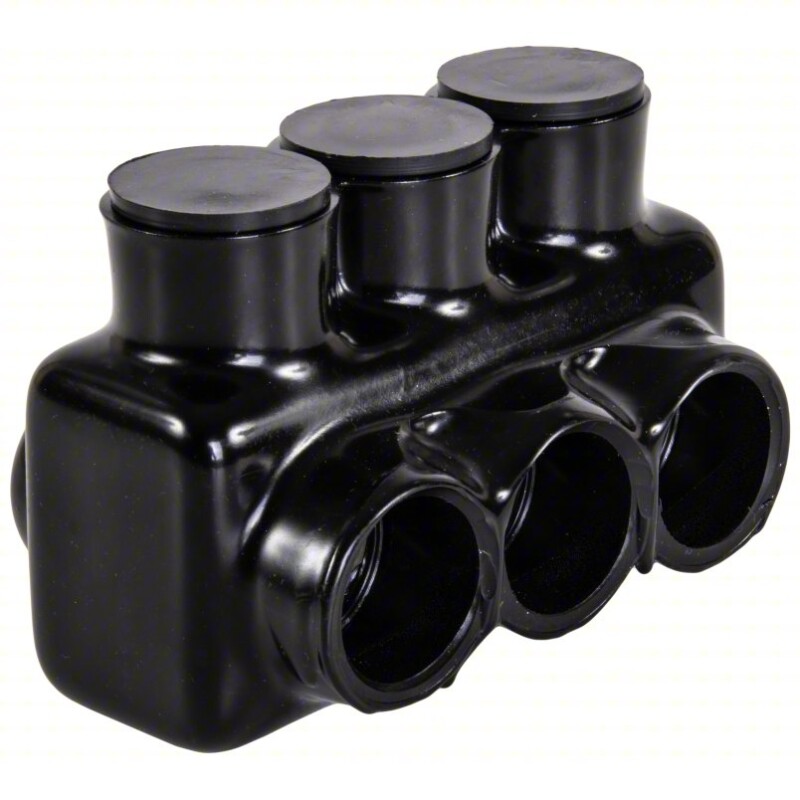 POLARIS Insulated Multitap Connector: Black, 3 Ports, For Wire Sizes 6 AWG – 3/0 AWG