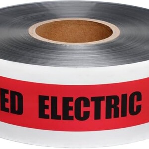 Presco Underground Detectable Tape: 3 in. x 1000 ft. (Red with Black "CAUTION BURIED ELECTRIC LINE BELOW" printing)