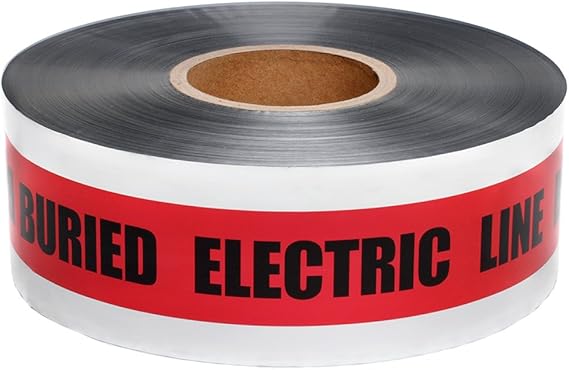 Presco Underground Detectable Tape: 3 in. x 1000 ft. (Red with Black "CAUTION BURIED ELECTRIC LINE BELOW" printing)