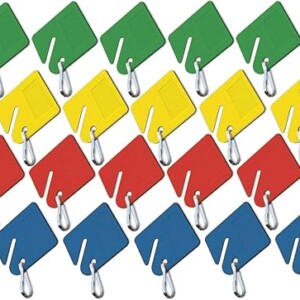 LUCKY LINE SQUARE SLOTTED CABINET KEY TAG WITH HOOK IN ASSORTED COLORS, 100 BLANK TAGS (26600)