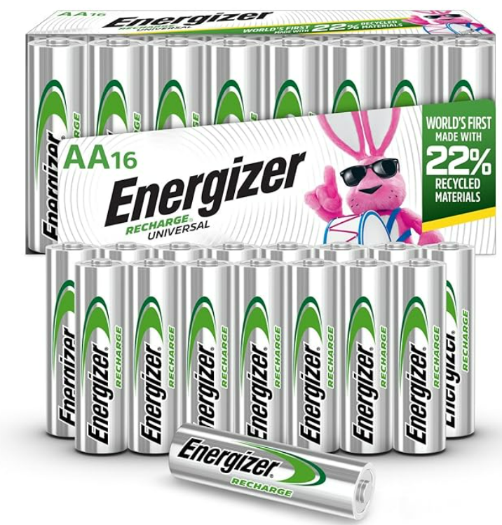 Energizer Rechargeable AA Batteries, Recharge Universal Double A Battery Pre-Charged, 16 Count