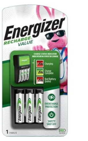 Energizer Rechargeable AA and AAA Battery Charger + 4 AA NiMH Rechargeable Batteries + 2 AAA NiMH Rechargeable Batteries