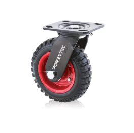 POWERTEC 6-INCH CASTER WHEELS, HEAVY DUTY SWIVEL PLATE CASTERS WITH RUBBER KNOBBY TREAD FOR WORKBENCH, DOLLY, CART, TROLLEY, WAGON AND CHICKEN COOP, LARGE RUBBER CASTOR WHEELS, 17050