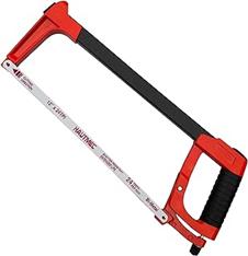 HAUTMEC 12 Inch Adjustable Hacksaw Frame with Blade Cabin, Heavy Duty 45°/90°2 Sawing Angles, 24 TPI High Tension Bi-metal HSS Blade, for Metal, Steel Pipe, PVC, Wood HT0015-CT