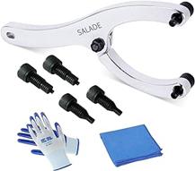 Heavy Gland Nut Wrench with a Handle, Equipped with 1/4", 5/16", and 3/8" Pins, along with Gloves and Towels. This Adjustable Spanner Wrench is Designed for Removing Hydraulic Cylinders